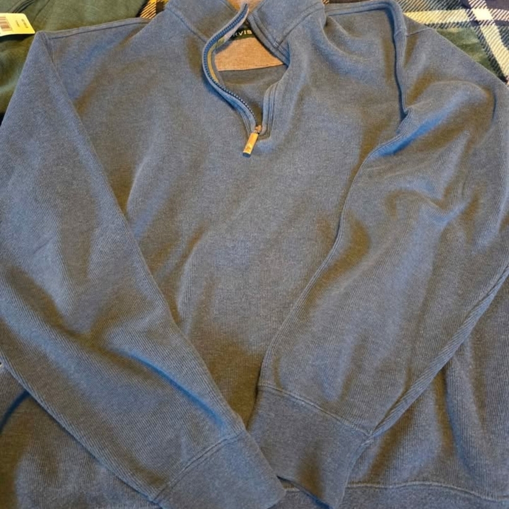Orvis Blue Zip Up Sweater